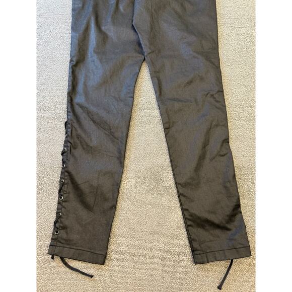 French Connection Women's Size 8 Black Coated Lace Up Pants - Picture 13 of 16